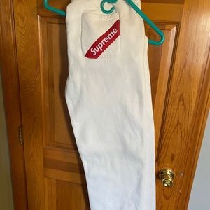 Supreme Logo Sweatpants White